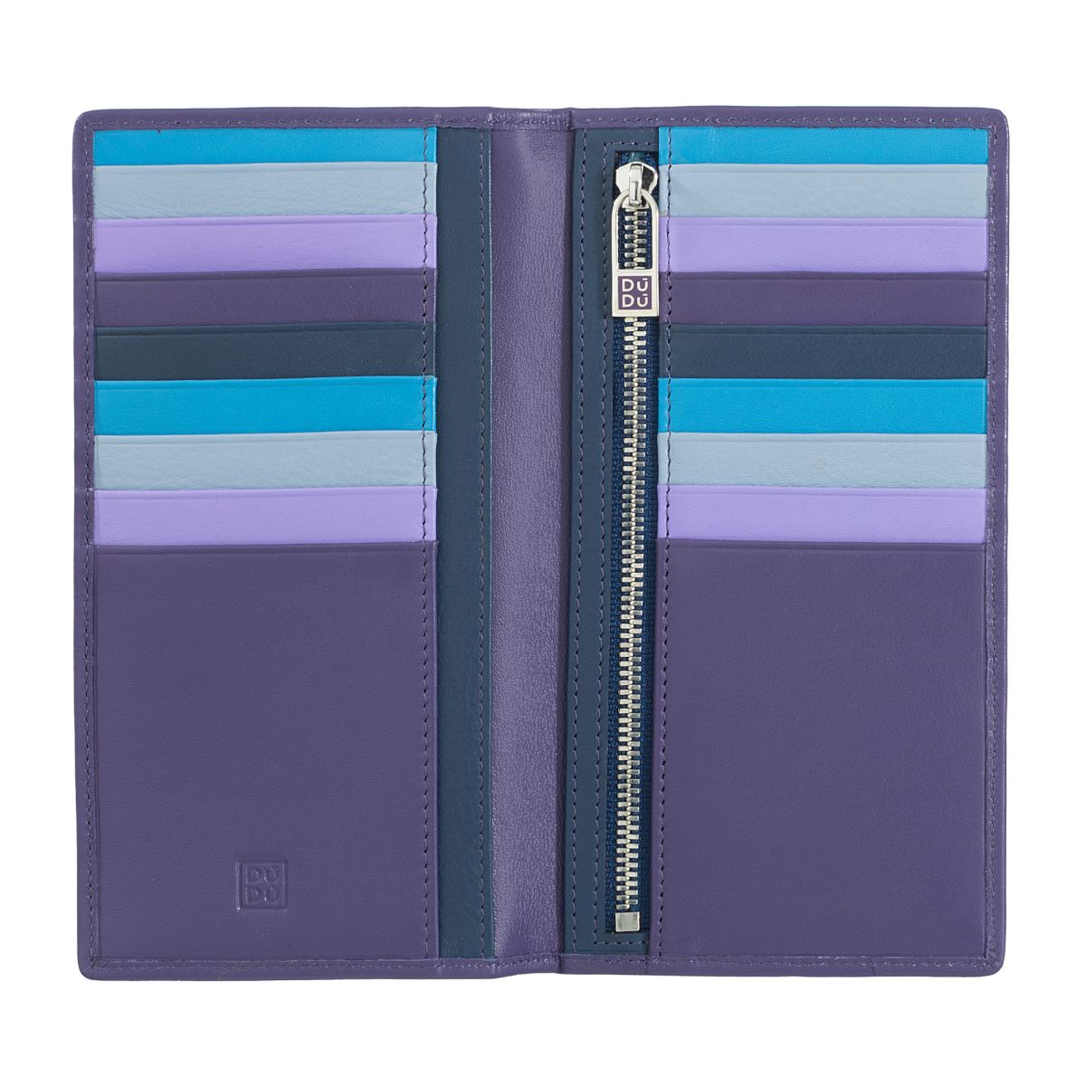 DuDu Large womens RFID blocking leather wallet Colorful - Mauve