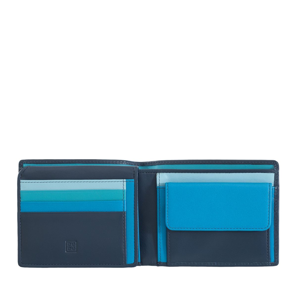 DuDu Leather classic multi color wallet with coin purse and inside flap - Blue