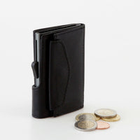 Thumbnail for C-Secure Aluminum Card Holder with PU Leather with Coin Pouch - Black