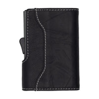 Thumbnail for C-Secure Aluminum Card Holder with Genuine Leather - Black / Titanium