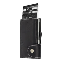 Thumbnail for C-Secure Aluminum Card Holder with Genuine Leather - Black / Titanium