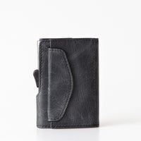 Thumbnail for C-Secure Aluminum Card Holder with Genuine Leather and Coin Pouch - Blackwood