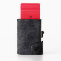 Thumbnail for C-Secure Aluminum Card Holder with Genuine Leather and Coin Pouch - Blackwood