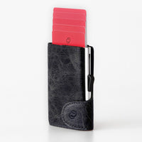 Thumbnail for C-Secure Aluminum Card Holder with Genuine Leather and Coin Pouch - Blackwood