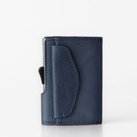 Thumbnail for C-Secure Aluminum Card Holder with Genuine Leather and Coin Pouch - Blue Marino