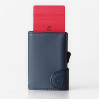 Thumbnail for C-Secure Aluminum Card Holder with Genuine Leather and Coin Pouch - Blue Marino