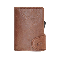 Thumbnail for C-Secure Aluminum Card Holder with PU Leather - Dark Brown