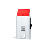 Thumbnail for C-Secure Slim Aluminum Card Holder with Money Clip - Red