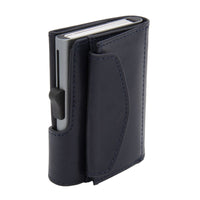 Thumbnail for C-Secure XL Aluminum Wallet with Genuine Leather and Coins Pocket - Blue Montana