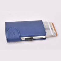 Thumbnail for C-Secure Aluminum Card Holder with PU Leather - Blue