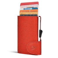 Thumbnail for C-Secure Aluminum Card Holder with Genuine Leather - Fashion Red