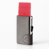 Thumbnail for C-Secure Aluminum Card Holder with Genuine Leather and Coin Pouch - Grey