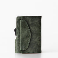 Thumbnail for C-Secure Aluminum Card Holder with Genuine Leather and Coin Pouch - Green