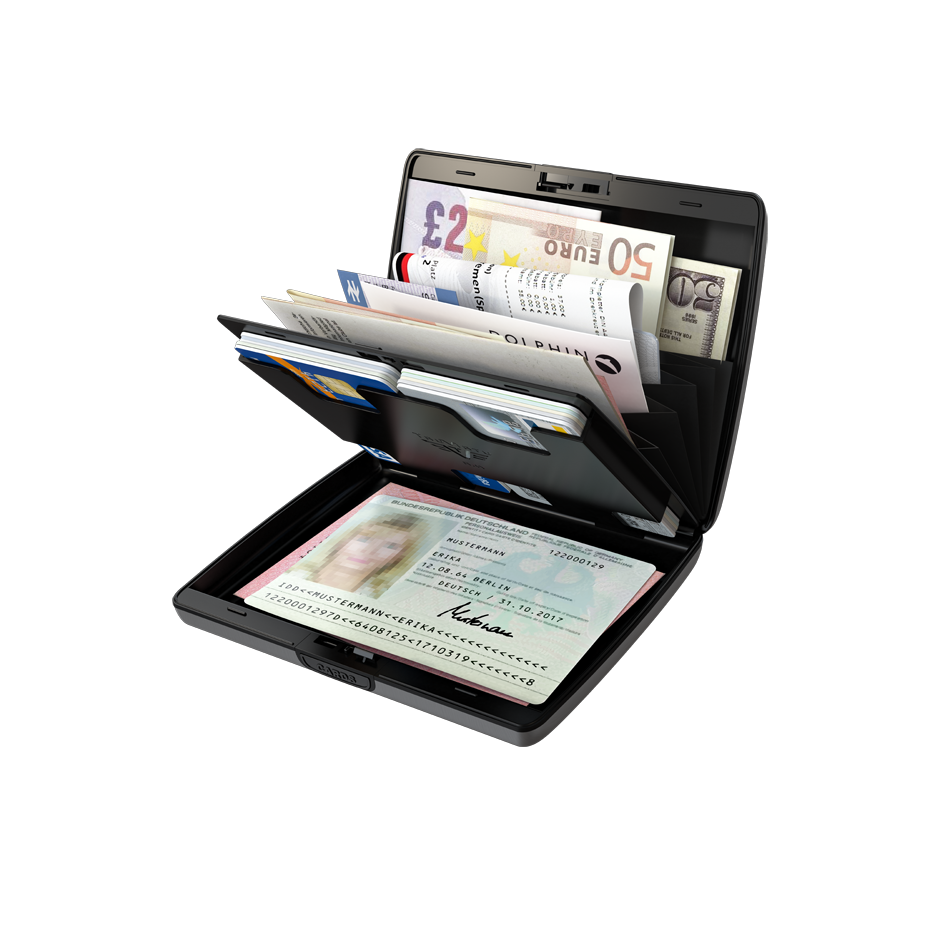 TRU VIRTU Aluminum Wallet Ray - Paper & Cards - Leather Line - Carbon