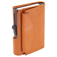 Thumbnail for C-Secure XL Aluminum Wallet with Genuine Leather and Coins Pocket - Arancio