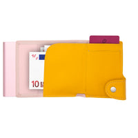 Thumbnail for C-Secure XL Aluminum Wallet with Genuine Leather and Coins Pocket - Blush/Saffron