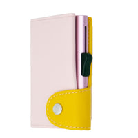Thumbnail for C-Secure XL Aluminum Wallet with Genuine Leather and Coins Pocket - Blush/Saffron