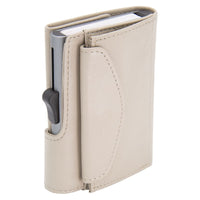 Thumbnail for C-Secure XL Aluminum Wallet with Genuine Leather and Coins Pocket - Off White