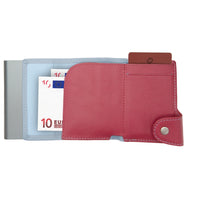 Thumbnail for C-Secure XL Aluminum Wallet with Genuine Leather and Coins Pocket - Ice/Cherry