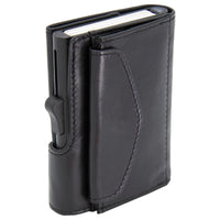 Thumbnail for C-Secure XL Aluminum Wallet with Genuine Leather and Coins Pocket - Black