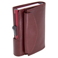 Thumbnail for C-Secure XL Aluminum Wallet with Genuine Leather and Coins Pocket - Red