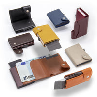 Thumbnail for C-Secure XL Aluminum Wallet with Vegetable Genuine Leather - Brown Macchiato