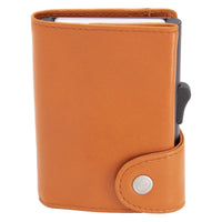 Thumbnail for C-Secure XL Aluminum Wallet with Genuine Leather and Coins Pocket - Arancio