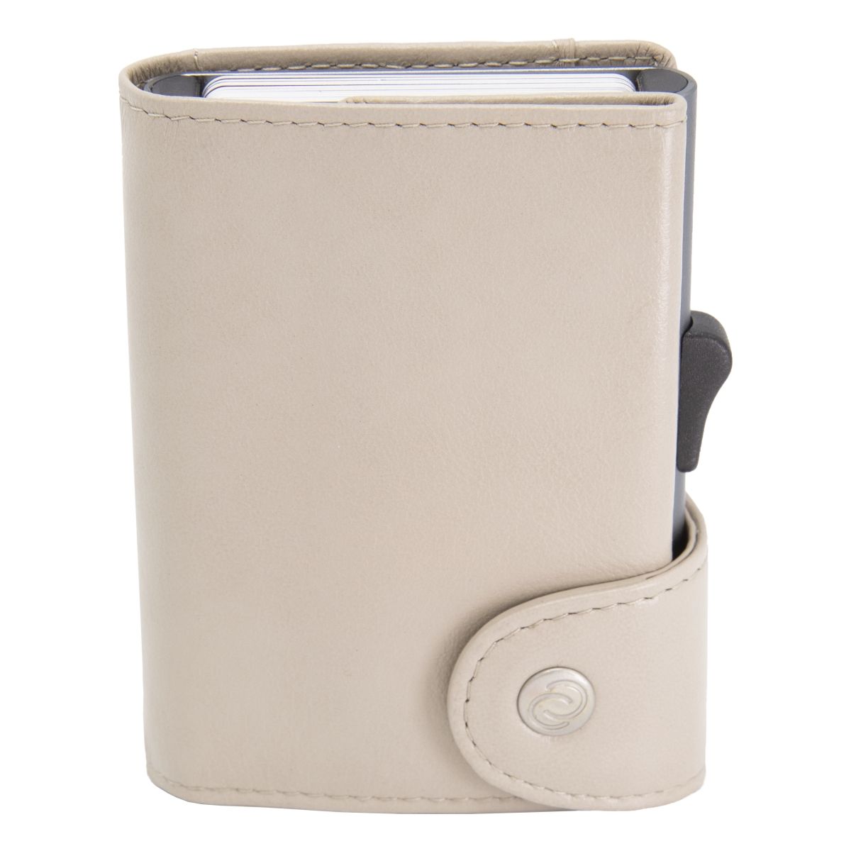C-Secure XL Aluminum Wallet with  Genuine Leather - Off White