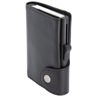 Thumbnail for C-Secure XL Aluminum Card Holder with Genuine Leather - Black