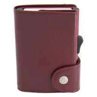 Thumbnail for C-Secure XL Aluminum Wallet with Genuine Leather and Coins Pocket - Red