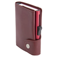 Thumbnail for C-Secure XL Aluminum Wallet with Genuine Leather and Coins Pocket - Red