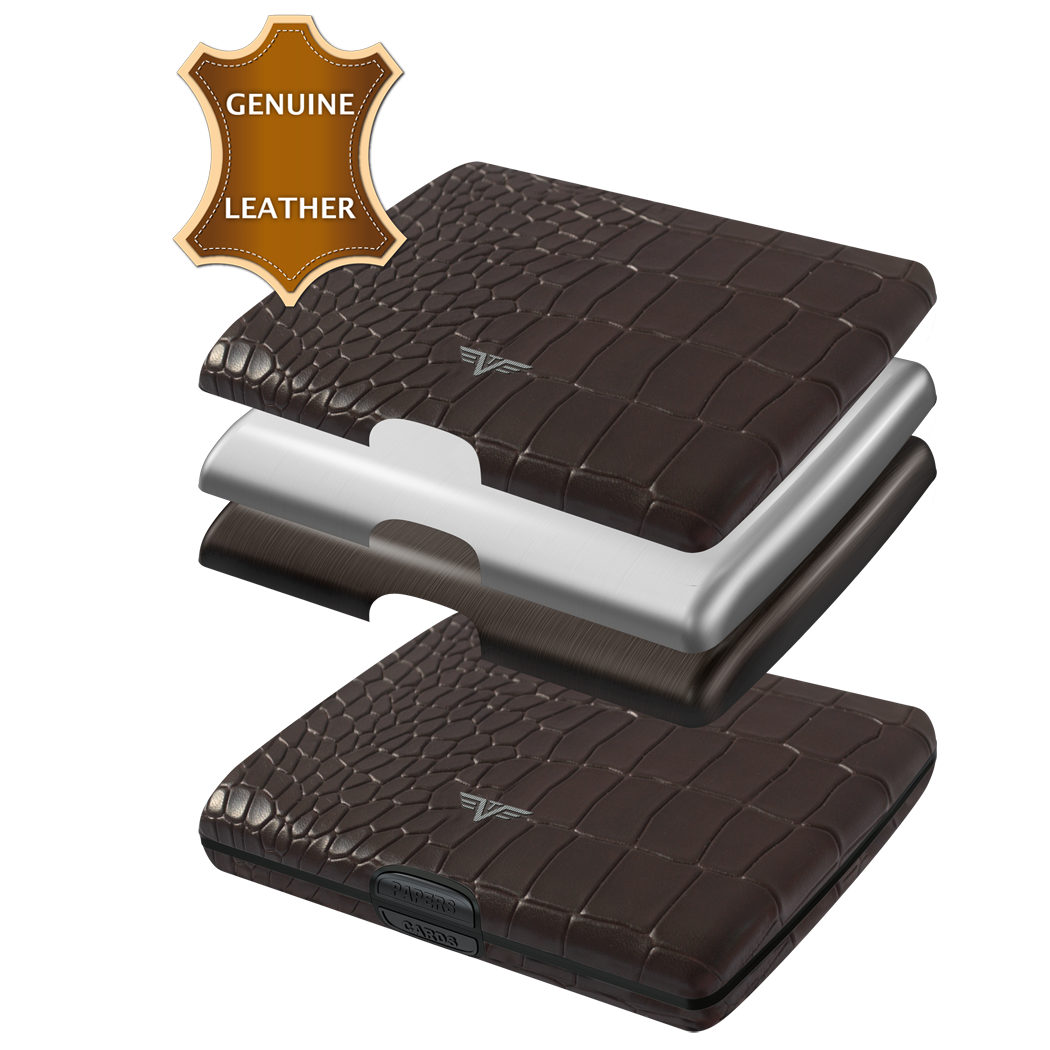 TRU VIRTU Aluminum Wallet Ray - Paper & Cards - Leather Line - Carbon