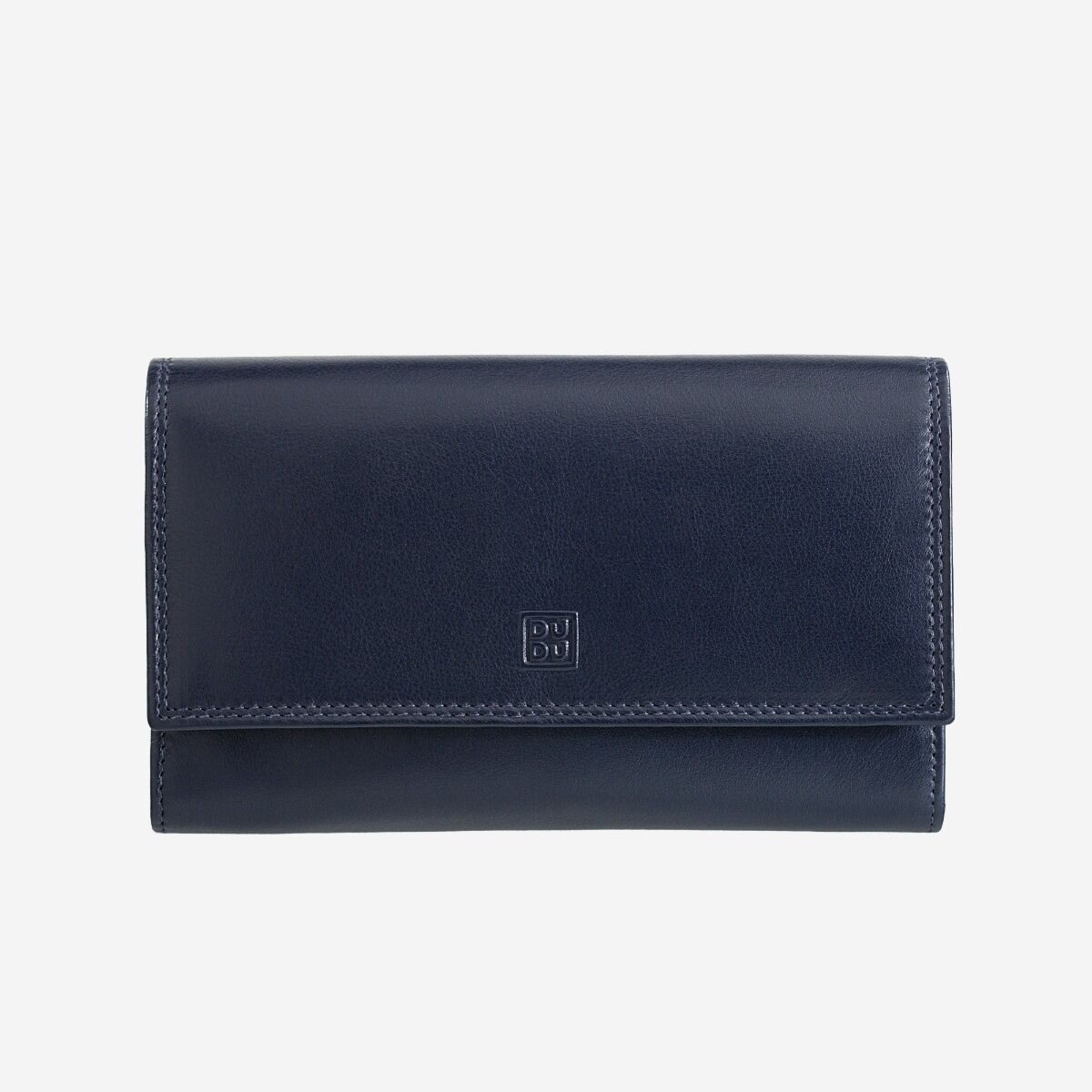 DuDu Womans leather multi color wallet with flap - Navy