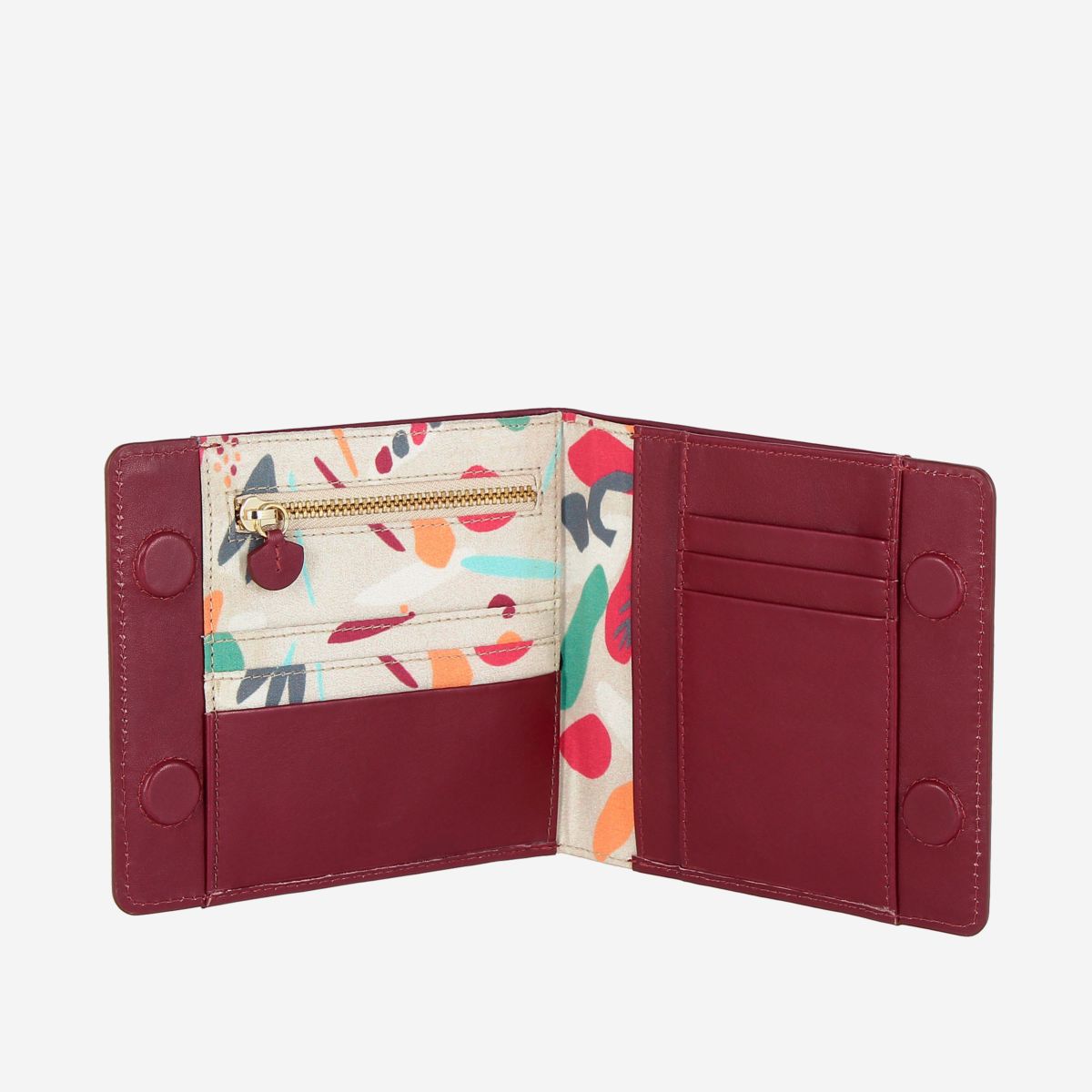 DuDu Designer Womens Leather Wallet With Magnetic Closure - Bordeaux