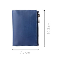 Thumbnail for DuDu Zip-It Minimalist Leather Wallet - Blue