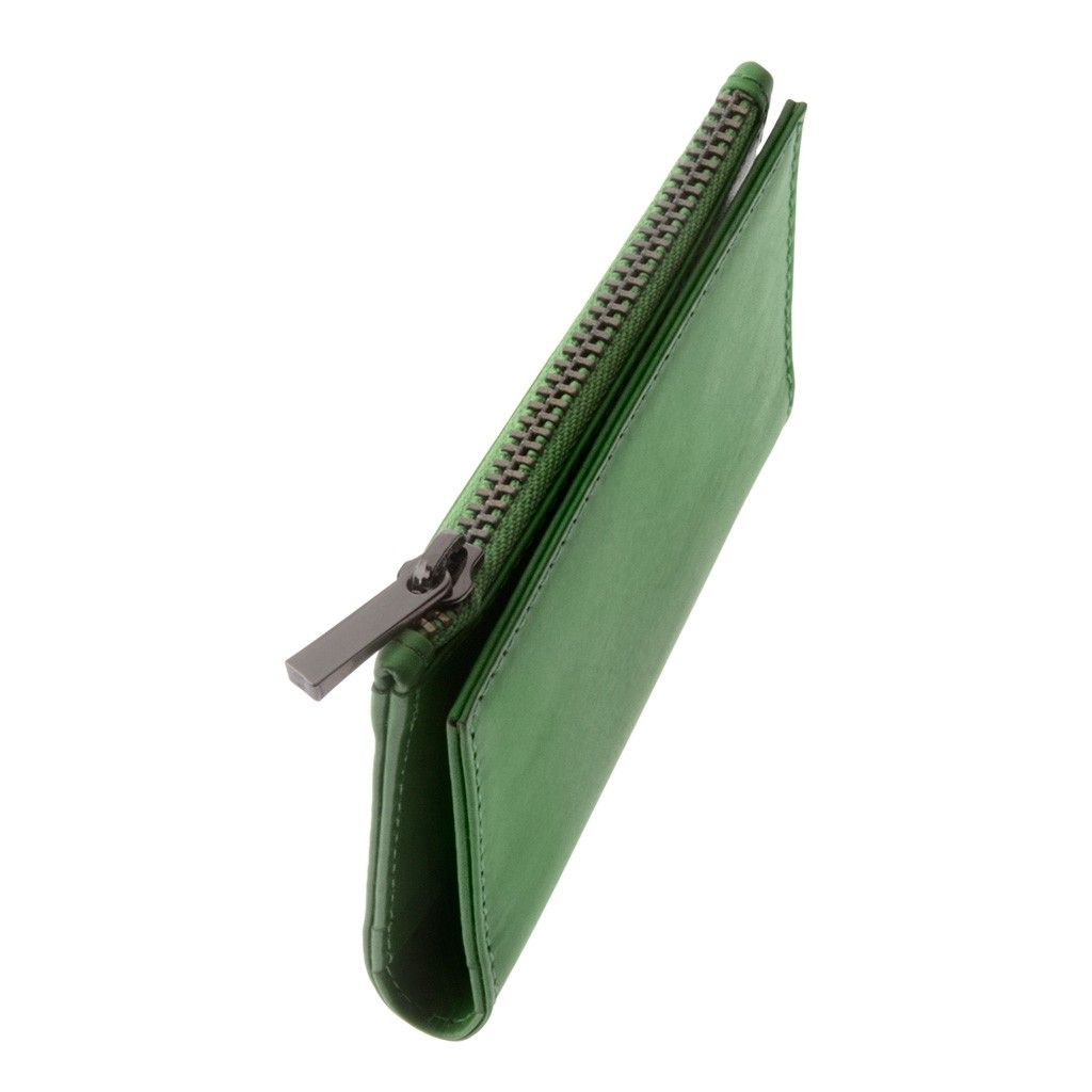 DuDu Zip-It Minimalist Leather Wallet - Green