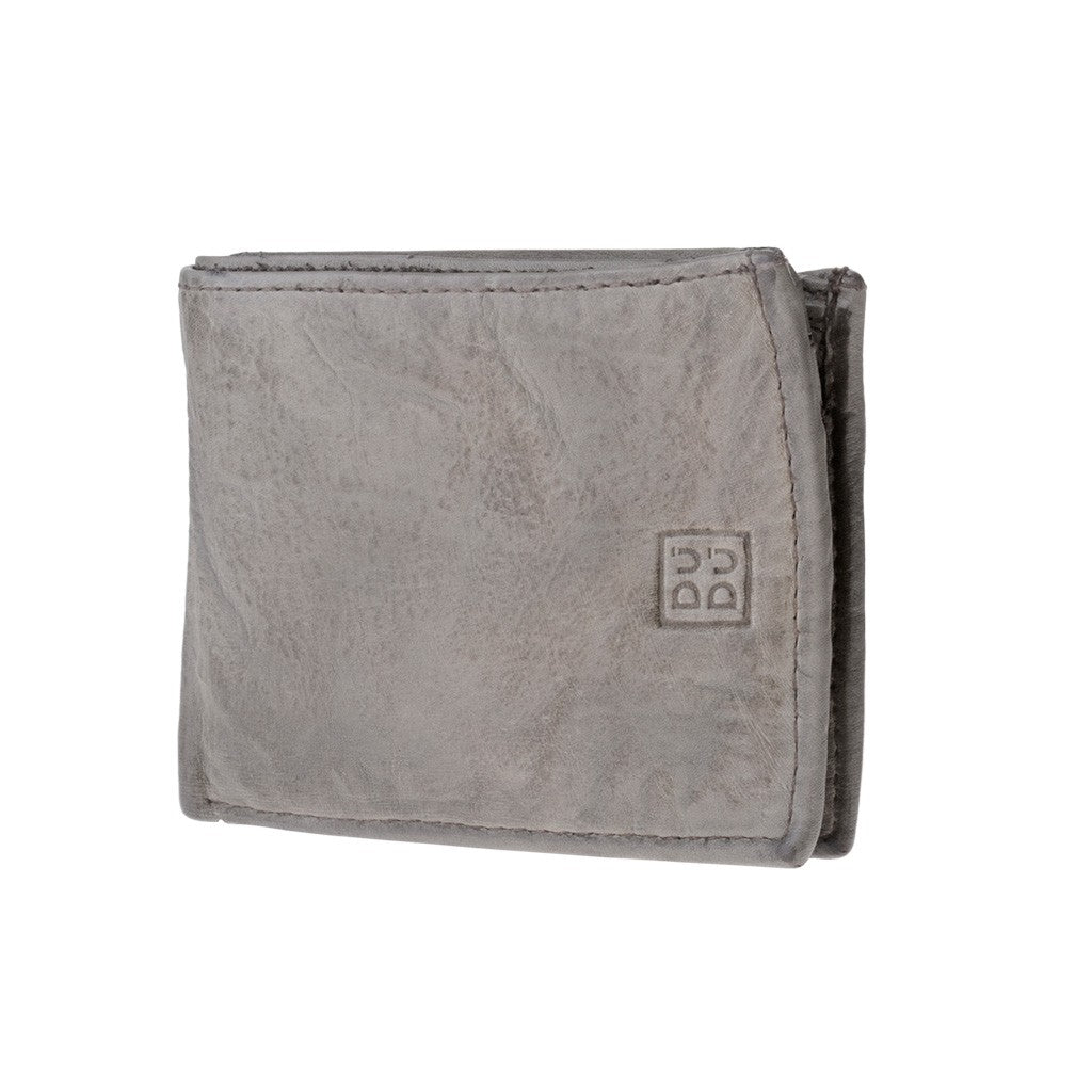 DuDu Mans hand-made soft natural high quality leather wallet - Gray