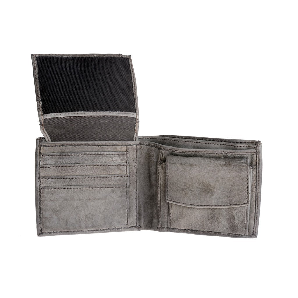 DuDu Mans hand-made soft natural high quality leather wallet - Gray