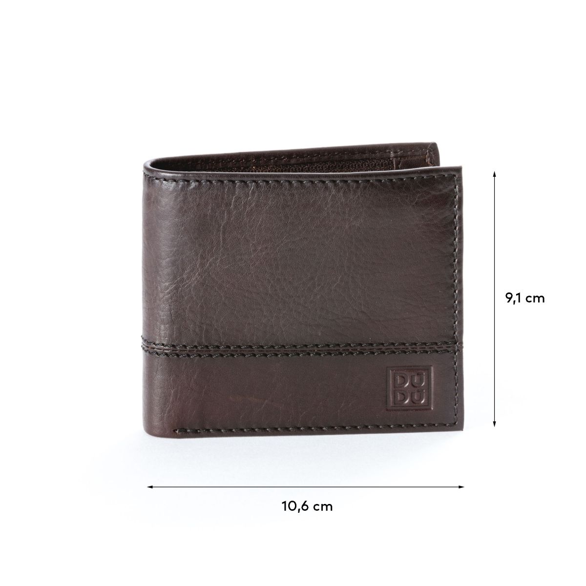 DuDu Unique Leather Wallet With Coin Purse - Dark Brown