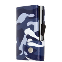 Thumbnail for C-Secure Aluminum Card Holder with Genuine Leather - Camo Blue