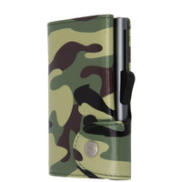 Thumbnail for C-Secure Aluminum Card Holder with Genuine Leather - Camo Green