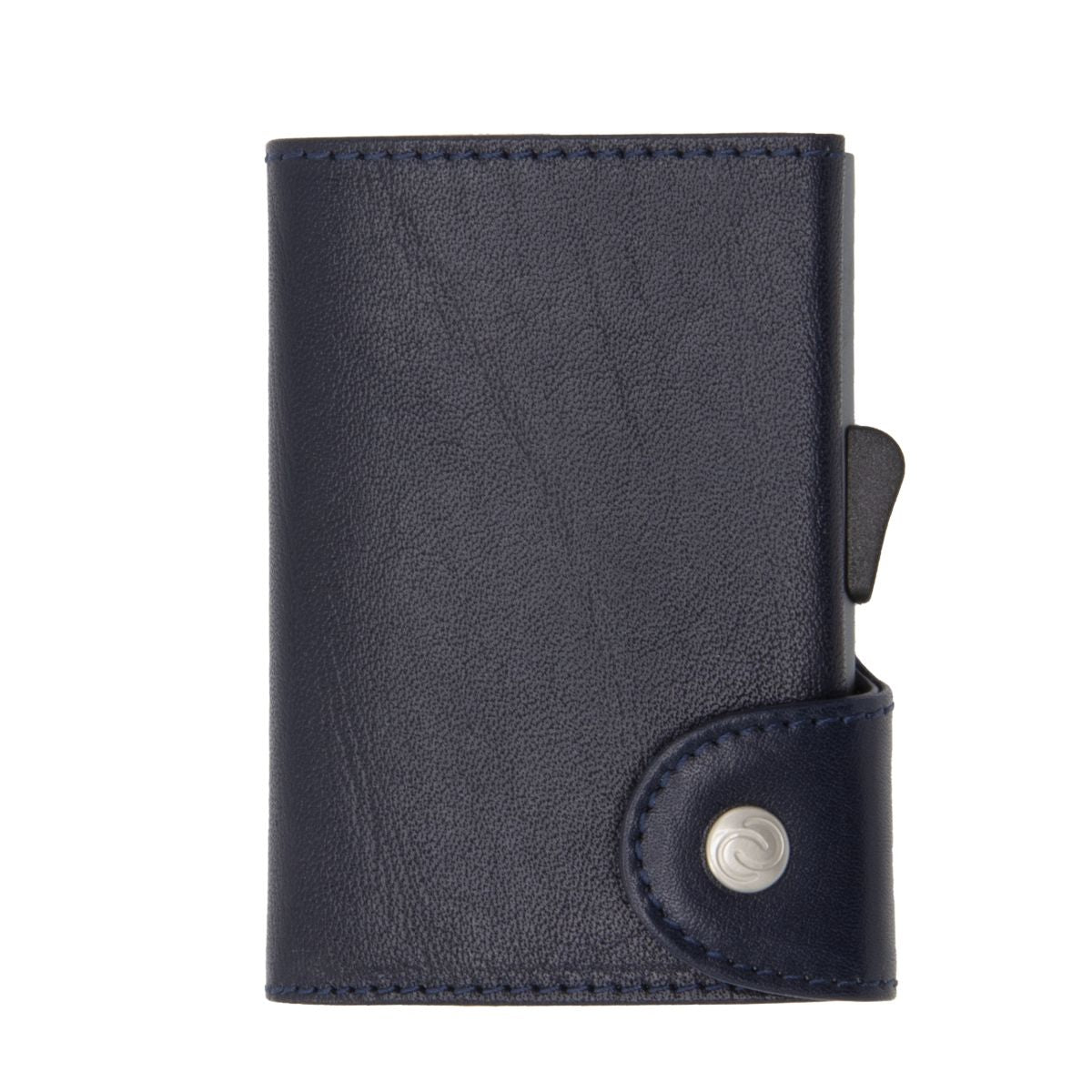 C-Secure Aluminum Card Holder with Genuine Leather - Blue Montana