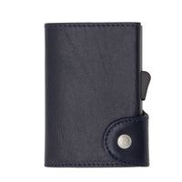 Thumbnail for C-Secure Aluminum Card Holder with Genuine Leather - Blue Montana