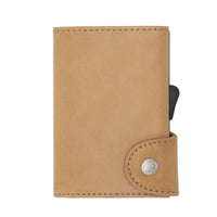 Thumbnail for C-Secure Aluminum Card Holder with Genuine Leather - Saddle